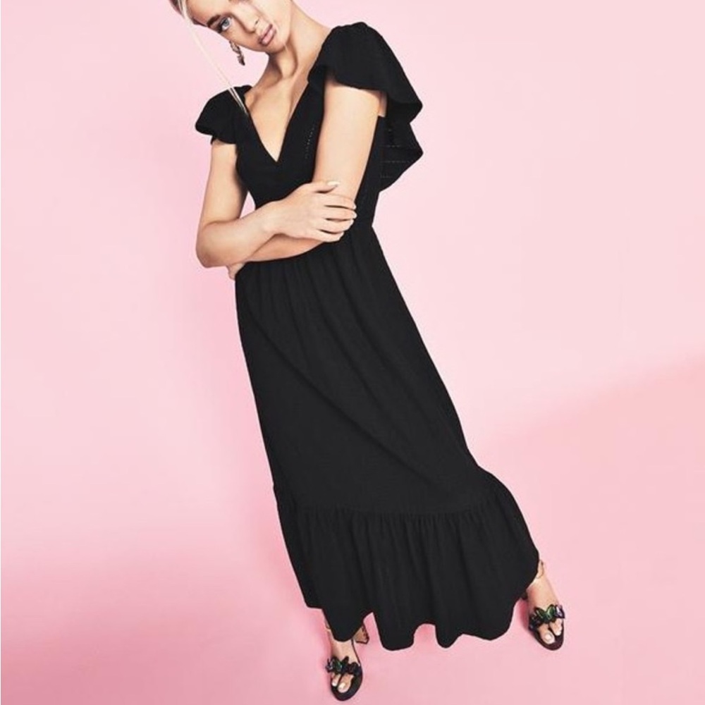 Betsey Johnson Eyelet Flutter-Sleeve Maxi Dress- size Small
